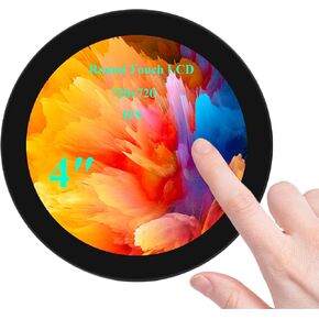 4inch HDMI Round TouchScreen for Raspberry Pi 5/4B/3B+/3A+/2B/B+/A+/Zero/Zero W/WH/Zero 2W, 720 × 720 Resolution 10-Point Capacitive Touch IPS Display,Compatible with Jetson Nano/Mini PC, Driver Free