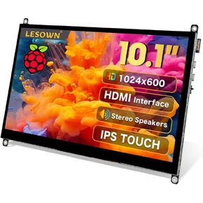 10 inch Monitor HDMI Touchscreen 10.1 inch Small Display LCD Smooth Responsive Touch Screen IPS 1024x600, Dual Speakers, HDMI Input, for Raspberry Pi 5 4 3 2 Zero B B+, Drive Free