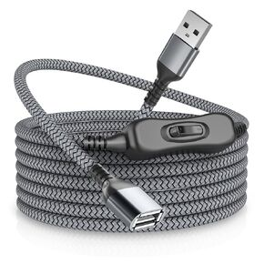 RUXELY USB Extension Cable with On/Off Switch 10FT,Type A Male to Female Power Charger Cord,Toggle Controller Switcher Extender Line for LED Desk Lamp, LED Strips,USB Fan, Light etc. Long