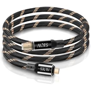 SKW Audiophiles USB Printer Cable Type C/USB C to USB B High Speed DAC Decoder Cable 4.9ft / 1.5M
