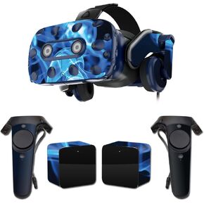 MightySkins Skin Compatible with HTC Vive Pro VR Headset - Blue Flames | Protective, Durable, and Unique Vinyl Decal wrap Cover | Easy to Apply, Remove, and Change Styles | Made in The USA