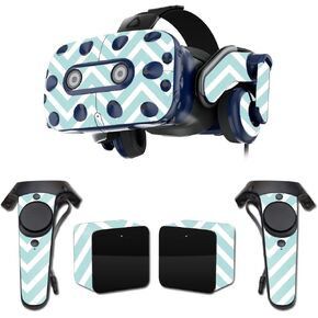 MightySkins Skin Compatible with HTC Vive Pro VR Headset - Aqua Chevron | Protective, Durable, and Unique Vinyl Decal wrap Cover | Easy to Apply, Remove, and Change Styles | Made in The USA