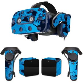 MightySkins Skin Compatible with HTC Vive Pro VR Headset - Blue Skulls | Protective, Durable, and Unique Vinyl Decal wrap Cover | Easy to Apply, Remove, and Change Styles | Made in The USA