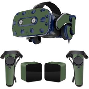 MightySkins Skin Compatible with HTC Vive Pro VR Headset - Solid Olive | Protective, Durable, and Unique Vinyl Decal wrap Cover | Easy to Apply, Remove, and Change Styles | Made in The USA