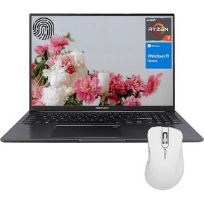 ASUS Vivobook 16 FHD+ Ryzen 7 Laptop, 16" FHD+ Display, AMD Ryzen 7 7730U, 40GB RAM, 1TB SSD, Backlit KB, FP Reader, Webcam, Wi-Fi 6, W11H, Black, with Thunderobot ML101 Wireless Mouse Bundle