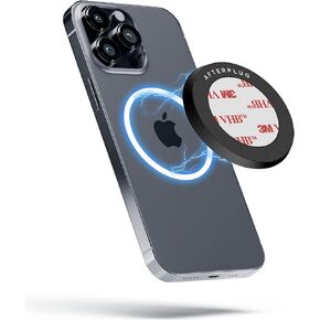 Afterplug Magnetic Wall Mount Sticker - Strong Adhesive Stick On Holder for iPhone 14/13/12 Series and AirPods Pro 2 (1 Pack, Black)
