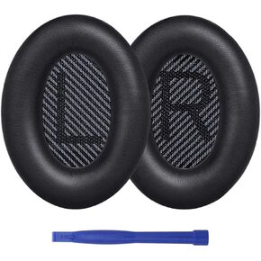 QC35 Ear Pads, Replacement Protein Leather Earpads Memory Foam Ear Cushions Cups Repair Parts for Bose QuietComfort 45 35 25 15 2 & QC35 ii QC45 QC25 QC15 QC2 AE2 AE2I AE2W Headphones - Black