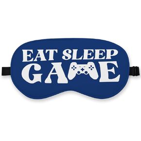 Qlmx Eat Sleep Game Repeat Sleep Mask Silk, Kids Eye Masks for Sleep, Blindfold Adjustable Sleep Mask, Gamer Sleep Masks for Boys, Game Theme Satin Eye Mask Black Sleeping Mask Eye Covers for Sleeping