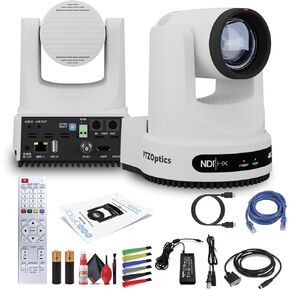 PTZOptics Move 4K SDI/HDMI/USB/IP PTZ Camera with 12x Optical Zoom (White) (PT12X-4K-WH-G3) + Lens Cleaning Kit + HDMI Cable + Ethernet Cable + Color Wire Ties