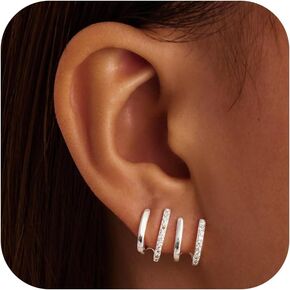 Gokeey Double Gold Hoop Earrings for Trendy, 14K Gold Plated Small Hoop Earrings Hypoallergenic Lightweight Earrings for Women Girls Gold Jewelr
