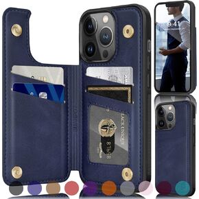 حافظة محفظة SUANPOT لهاتف iPhone 13 Pro Max 6.7 5G مع حامل بطاقة الائتمان RFID، حافظة هاتف من جلد البولي يوريثان قابلة للطي وغطاء مقاوم للصدمات للهاتف المحمول للنساء والرجال لهاتف Apple 13 Promax محفظة باللون الأزرق والأخضر