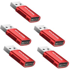 Data Blocker USB - USB Blocker，100% Guaranteed Prevent Hacker Attack.Any Other USB Device Charging,USB-Data Blocker.Data Blockers for Apple Products (5 Red)
