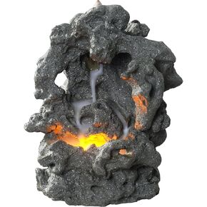Haobos Rockery Incense Waterfall Burner Holder Light,Premium Set for Yoga/Meditation/Relation/Aromatherapy, Decent Ornament Home Decor, with 120 Incense Cones & Ashes Cather Mat（23140）