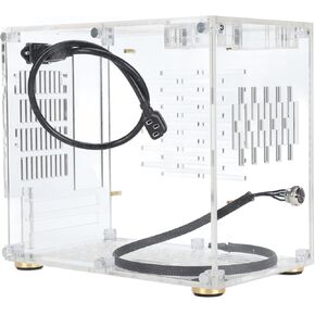 Clear Acrylic Mini ITX Case, 10.47 x 9.25 x 6.34in Computer Case with Fans, 360 Degrees Open Hollow Cooling Micro Case for Desktop PC