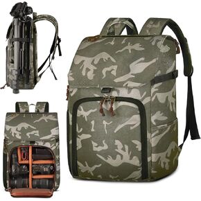 BOLOSTA Camera Bag Professional Camera Backpack for DSLR SLR Camera Backpack for Photographers Large Capacity Camouflage Waterproof Travel Backpack with 15.6" Laptop Compartment & Tripod Holder