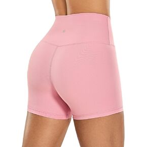 CRZ YOGA Women's Naked Feeling Biker Shorts 4 Inches - High Waist Workout Gym Running Yoga Spandex Shorts Raw Linen X-Small