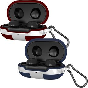 2 Packs Silicone Cover for Galaxy Buds Case/Galaxy Buds + Plus Case,with Carabiner Full Body Protections Skin Accessories Compatible Samsung Galaxy Buds Plus (Navy Blue and Burgundy)