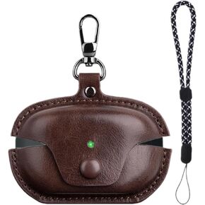 Compatible with Sony WF-1000XM5 Case Cover with Keychain Hook Lanyard,Vintage Leather Case Designed for Sony Earbuds WF1000XM5 Case Cover (2023) for Women Men (Coffee)