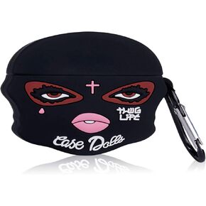 حافظة Mulafnxal لـ Airpod Pro 2019/Pro 2 Gen 2022، غطاء القرون الهوائية من السيليكون الكرتوني اللطيف، مجموعات سلسلة مفاتيح رائعة ثلاثية الأبعاد مرحة وفريدة من نوعها، حافظات جلدية ناعمة للأطفال والأولاد والبنات لـ Airpods Pro (امرأة وجه أسود) in Kuwait