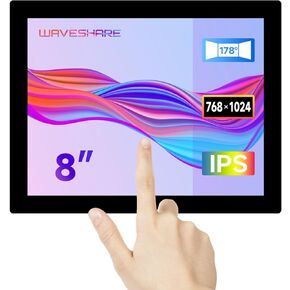 شاشة عرض HDMI مقاس 8 بوصات من Waveshare، متوافقة مع Raspberry Pi 5، 768×1024، لوحة IPS، لمسة 10 نقاط، تدعم جميع إصدارات Vversion Raspberry Pi، وتدعم Windows/Jetson Nano