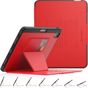 حافظة SEYMAC لجهاز iPad Air 11 بوصة (M2) 2024/ Air الجيل السادس، حافظة للنوم/الاستيقاظ التلقائي مع حامل مغناطيسي متعدد الزوايا، حافظة بفتحة للبطاقات، أسود