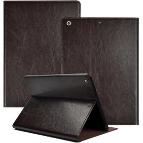for Ipad Case 10.2-inch 9th/8th/7th Gen Genuine Leather Cover Protective Shell for 2021/2020/2019,Auto Wake/Sleep.Yellow Brown
