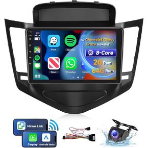 [8 CORE 2G+64G] Car Radio for for Chevrolet Cruze 2009-2015 with Wireless Carplay/Android Auto, 9 Inch Android 13 IPS Touch Screen Car Stereo, Bluetooth, GPS, WiFi, SWC, DSP + Backup Camera