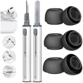 3 Pairs Replacement Silicone Ear Tips Cleaner Kit, Compatible with AirPods Pro and AirPods Pro 2nd Generation, with Noise Reduction Hole & Built-in dust Guard Screen, USB-C Charging (S/M/L)