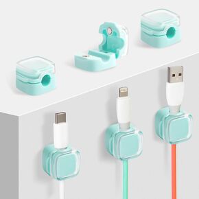 حامل منظم لمشابك الكابلات المغناطيسية، 6 قطع حامل سلك لاصق، منظم USB لشحن كابل تخزين حامل للمنزل والمكتب والهاتف والسيارة وسطح المكتب ومنضدة المطبخ (أبيض)