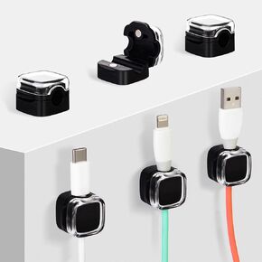Magnetic Cable Clips Cord Organizer Holder, 6 Pack Adhesive Wire Holder Keeper Organizer USB Charging Cable Storage Holder for for Home Office Phone Car Wall Desktop Nightstand Kitchen (White)