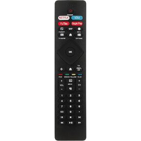 Replace IR Remote Control fit for Philips Smart LED Android TV NH800UP BT800 URMT47CND002 65PFL5604/F7A 65PFL5704/F7A 65PFL5504/F7 24PFL6704/F7 43PFL5766/F7 75PFL5604/F7 50PFL5766/F7