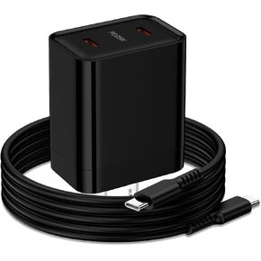 25W Samsung Super Fast Charger Block for Samsung Galaxy A35 A15 5G A25 Z Fold 6 Flip 6 5 A55 S24 Ultra S23 A14 A54 A32, 2 Port Dual USB C Andriod Charger Phone Wall Plug 6FT Type C to C Charging Cable