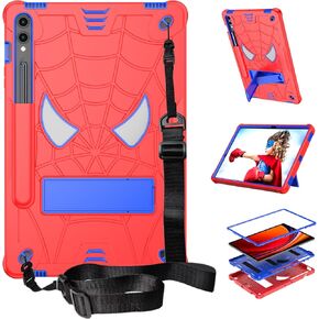 DETUOSI Kids Case for Samsung Galaxy Tab S9 Plus/ S9 FE Plus 5G LTE/WiFi 12.4" 2023 Tablet with S Pen Holder + Shoulder Strap,3-Layers Hybrid Heavy Duty Shockproof Protective Kids Stand Cover for Boy