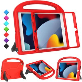 Kids Case for iPad 9th/8th/7th Generation, iPad 10.2 Kids Case with Built-in Screen Protector, Durable Shockproof Handle Stand Protective Cover for iPad 10.2 Inch 2021/2020/2019, Light Pink