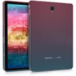kwmobile TPU Silicone Case Compatible with Samsung Galaxy Tab S4 10.5 - Case Soft Flexible Protective Cover - Bicolor Dark Pink/Blue/Transparent