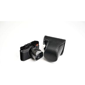 Leica Q2 Case, BolinUS Handmade Genuine Real Leather Full Camera Case Bag Cover for Leica Q2 Bottom Opening Version (Black)