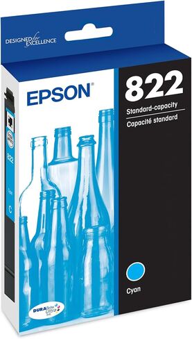 EPSON 822 DURABrite Ultra Ink Standard Capacity Cyan Cartridge (T822220-S) Works with WorkForce Pro WF-3820, WF-3823, WF-4820, WF-4830, WF-4833, WF-4834 in Saudi Arabia