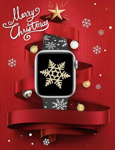 حزام منقوش على شكل ندفة الثلج من Wearlizer متوافق مع سوار ساعة Apple 40/38/41/42/49/45/44/46 مم للنساء، حزام رياضي من السيليكون الناعم اللطيف ذو اللونين لسلسلة iWatch 10/9 8/7/6/5/4 /3/2/1/س in Kuwait