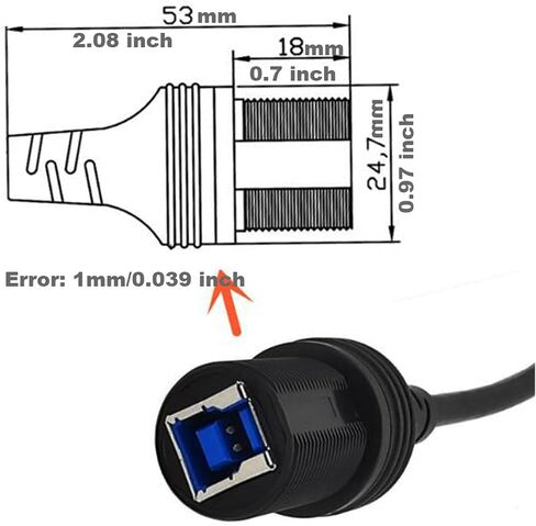 0.3 Meter USB Type B 2.0 Mount Cable, USB B Male to Female Flush Panel Mount Extension Cord for Car Truck Boat Motorcycle Dashboard, Sync Printing and Data Transferring (USB B 2.0) in Saudi Arabia