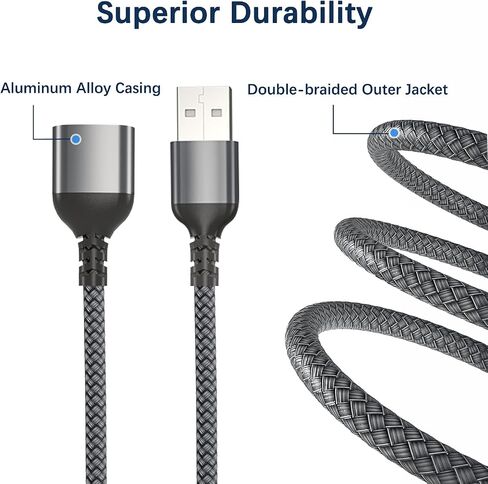 كابل تمديد USB RUXELY مع مفتاح تشغيل/إيقاف بطول 10 أقدام، اكتب سلك شاحن الطاقة ذكر إلى أنثى، خط موسع محول وحدة التحكم لمصباح مكتب LED، وشرائط LED، ومروحة USB، والضوء وما إلى ذلك. طويل in Kuwait
