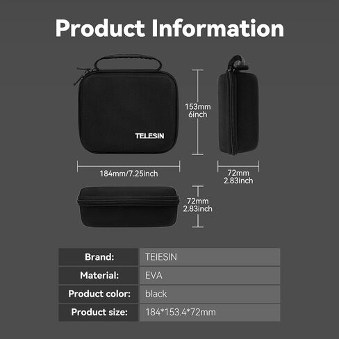 TELESIN° Carry Case Carrying Bag for DJI Osmo Pocket 3 Accessories, Middle Size Large Capacity Storage Travel Starter Accessory for DJI Camera Accessory in Saudi Arabia