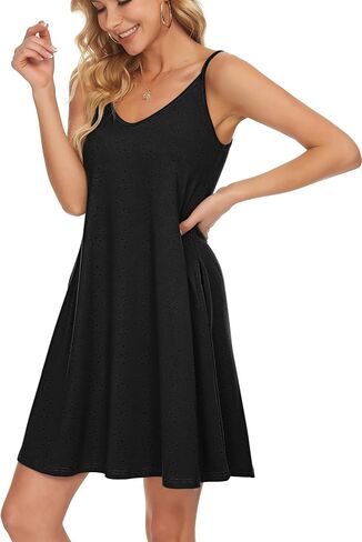 MISFAY Summer Dresses for Women Beach Spaghetti Strap Sundress Casual Pockets Cover Up Tank Dress (Hollow White,X-Large) in Saudi Arabia