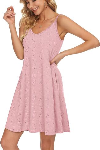 MISFAY Summer Dresses for Women Beach Spaghetti Strap Sundress Casual Pockets Cover Up Tank Dress (Hollow White,X-Large) in Saudi Arabia