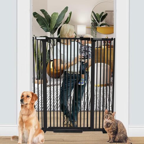 SHYUJAJIE 51 inch Extra Tall Cat Pet Gate for Doorway, 30.31"-44.07" Auto Close Pet Gate, Safety Pet Gates Child Gate for Stairs, Doorway, House (51inch) in Saudi Arabia