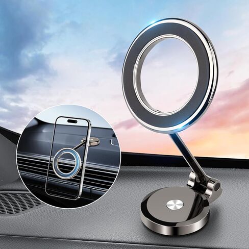 مناسب لحامل السيارة MagSafe، [24 مغناطيس قوي] حامل هاتف مغناطيسي يدور 360 درجة للسيارة، لحامل هاتف iPhone Car Mount Dash Phone Mount مناسب لهاتف iPhone 15 14 13 12 Pro Max Plus Mini MagSafe in Kuwait