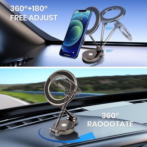 مناسب لحامل السيارة MagSafe، [24 مغناطيس قوي] حامل هاتف مغناطيسي يدور 360 درجة للسيارة، لحامل هاتف iPhone Car Mount Dash Phone Mount مناسب لهاتف iPhone 15 14 13 12 Pro Max Plus Mini MagSafe in Kuwait