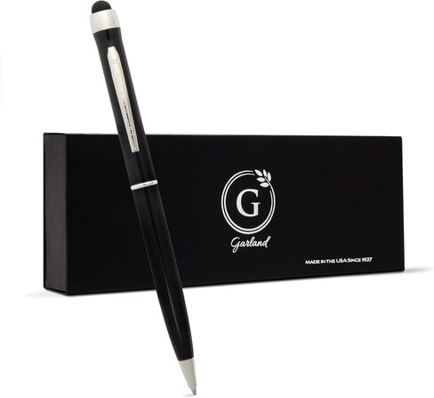 Garland Metal Twist Pen & Stylus – Made in USA- 2-in-1 Dual-Function – Classic Color Pen for Digital Devices – Phones, Tablet, Any Touch Screen, for Executive, Graduate, Refillable - Black/Gold in Saudi Arabia