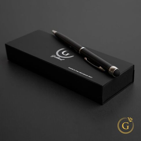 Garland Metal Twist Pen & Stylus – Made in USA- 2-in-1 Dual-Function – Classic Color Pen for Digital Devices – Phones, Tablet, Any Touch Screen, for Executive, Graduate, Refillable - Black/Gold in Saudi Arabia