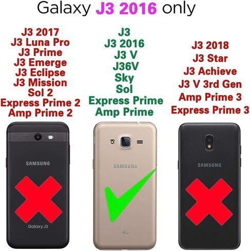 Asuwish Compatible with Samsung Galaxy J3 2016/J 3 V/J36V/Sky/Amp Prime Wallet Case and Tempered Glass Screen Protector Flip Card Holder Cell Phone Cover for Glaxay Sol J3V JV3 J36 6 J320V J320A Blue in Kuwait