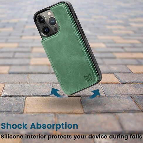 SUANPOT for iPhone 13 Pro Max Wallet case 6.7 5G with RFID Blocking Credit Card Holder,Flip Book PU Leather Phone case Shockproof Cover Cellphone Women Men for Apple 13 Promax case Wallet Blue Green in Saudi Arabia